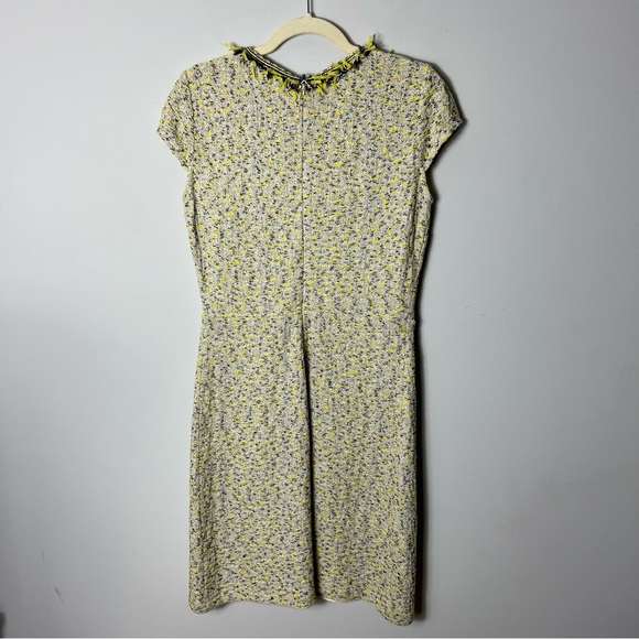 St. John Yellow Tweed Dress Black White Short Sleeve Classic Wool 519 - Picture 6 of 10